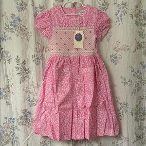 Rachel Riley Girls' Pink Floral Smocked Dress